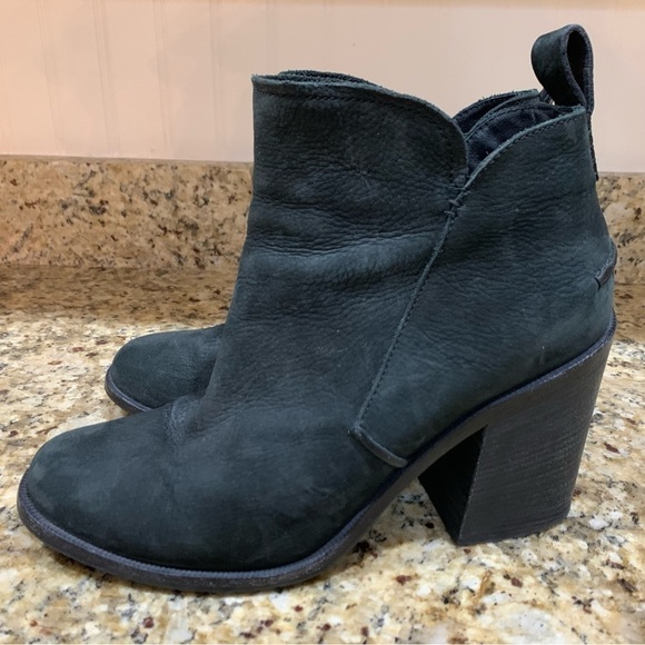 UGG Pixley High-Heeled Black Boots Nubuck Leather Medial Zipper 1095057 Size 11 - Picture 6 of 10